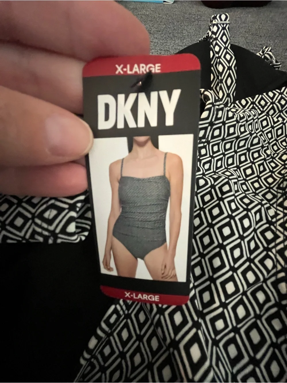 DKNY Black & White One-Piece Swimsuit - Picture 7 of 8